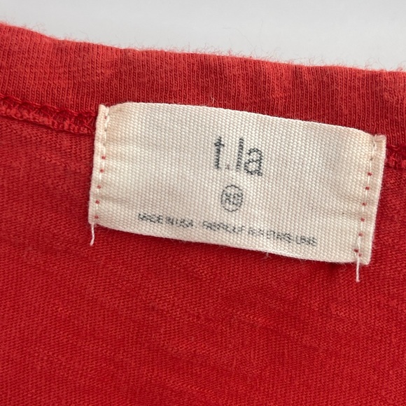 T.la Anthropologie red thermal Y2k boho cotton short sleeve tee size xs - Picture 2 of 12